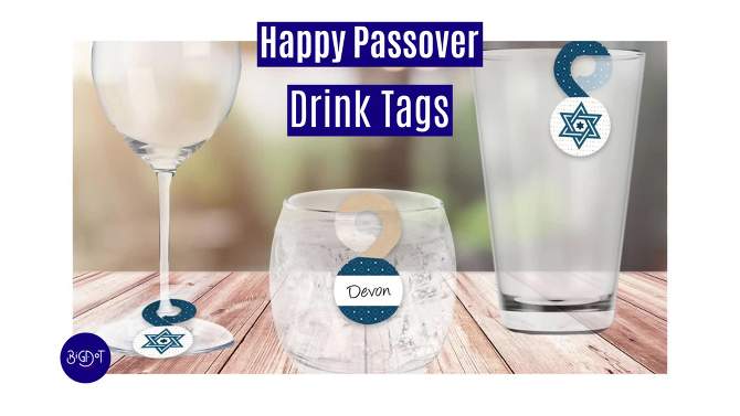 Big Dot of Happiness Happy Passover - Pesach Jewish Holiday Party Paper Beverage Markers for Glasses - Drink Tags - Set of 24, 2 of 10, play video
