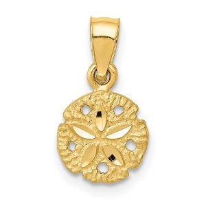 Black Bow Jewelry 14k Yellow Gold Small Diamond Cut Sand Dollar Pendant - 1 of 4