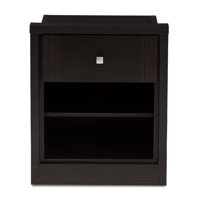 Danette Modern and Contemporary Finished 1 Drawer Nightstand Dark Brown - Baxton Studio, 4 of 11