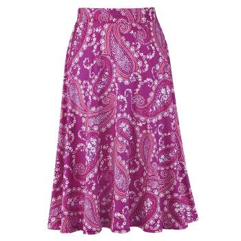 Collections Etc Multi Paisley Full Length Knit Skirt Flat Elasticized Waistband
