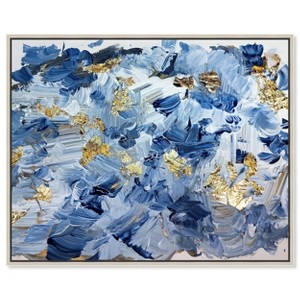 Art Remedy Gold over Blue Blue Abstract Wall Art Framed - 1 of 4