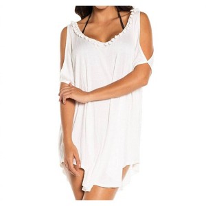Women's Corbel Pom Pom Cold Shoulder Tunic Top - Elif - 1 of 2