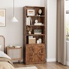 Bookcase with Doors Industrial Bookshelf 11.8in Depth Display Storage Shelves 71.4in Tall Farmhouse Bookcases Wooden 6 Shelf Bookshelvels - 3 of 4