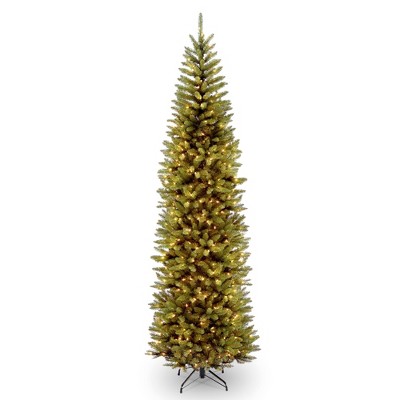 National Tree Company 9 Foot Kingswood Fir Pencil Artificial Christmas Tree with White Lights, Folding Metal Stand and Easy Assembly