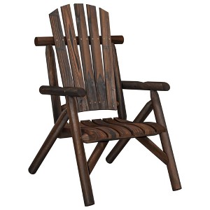 vidaXL Garden Chair Burned wood look Solid Spruce Wood Standard Durable - Dark Brown Chair - 1 of 4