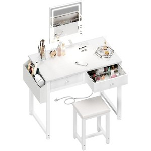RUMSEM Small Makeup Vanity Desk with Fabric Drawers - 1 of 4