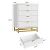 Dressing Table, Four Drawer Bedroom Dresser, Wooden Dresser, Modern Dressing Table with Gold Metal Handles for Living Room, Hallway, Entryway，White - 2 of 4