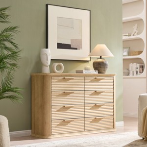 52" Fluted 8 Drawer Dresser, Modern Chest with Curved Profile, Storage Organizer & TV Stand for Bedroom Living Room Hallway-3irtyhousy - 1 of 4