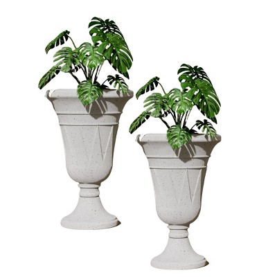 Syemin Planters 2PCS Outdoor Indoor HDPE Flower Pot Tall Planters with Drainage Hole, Planter for Flowers, Herbs, Plants, Gold, 15.76"*15.76"*23.64"