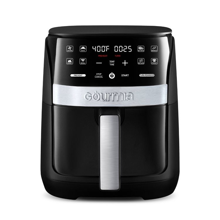 Gourmia Digital 3qt Air Fryer with Guided Cooking Prompts Black/Stainless Steel Finish, 2 of 8