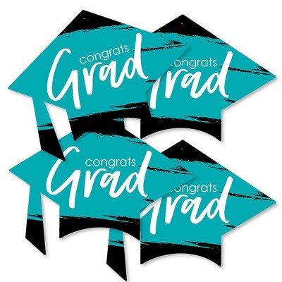 Big Dot of Happiness Teal Grad - Best is Yet to Come - Grad Cap Decorations DIY Turquoise Graduation Party Essentials - Set of 20