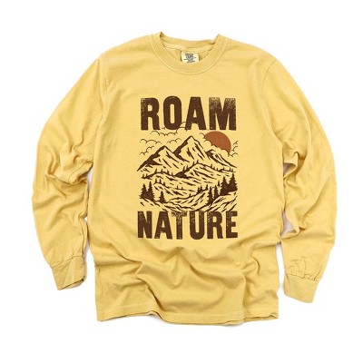 Simply Sage Market Women's Roam  Nature Mountains Long Sleeve Garment Dyed Tee