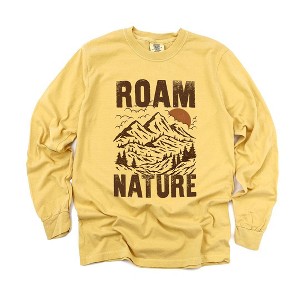 Simply Sage Market Women's Roam  Nature Mountains Long Sleeve Garment Dyed Tee - 1 of 2