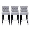 WestinTrends 29" Linen Tufted Buttons Upholstered Wingback Bar Stool (Set of 3) - 3 of 4