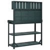 Large Farmhouse Potting Bench with 4 Storage Shelves & Side Hook, Outdoor Workstation - 3 of 4