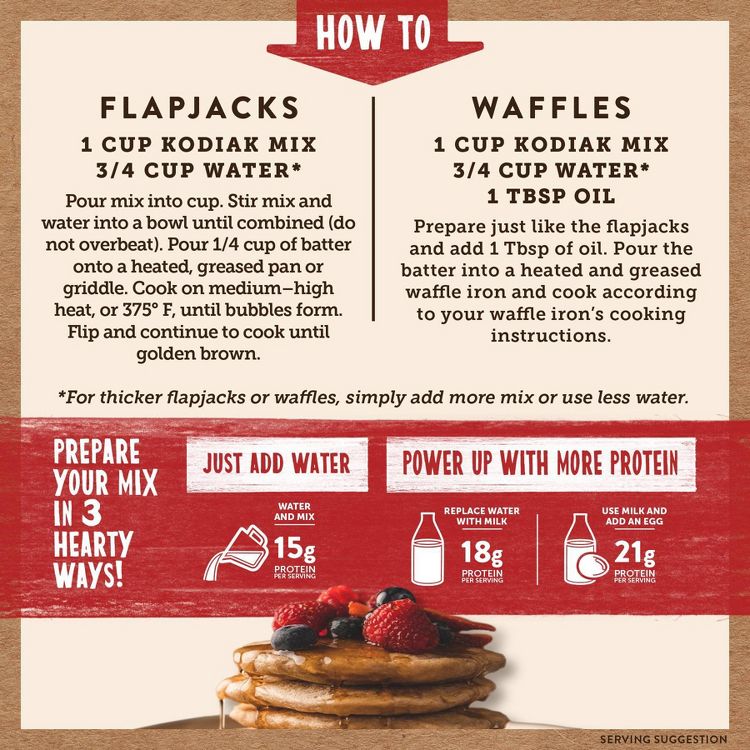 Kodiak Cakes Protein-Packed Power Cakes Buttermilk Pancake and Waffle Mix - 20oz, 6 of 7