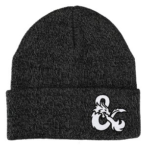 Dungeons and Dragons Ampersands Flat Embroidery Logo Dark Charcoal Acrylic Knit winter Beanie Hat - 1 of 2
