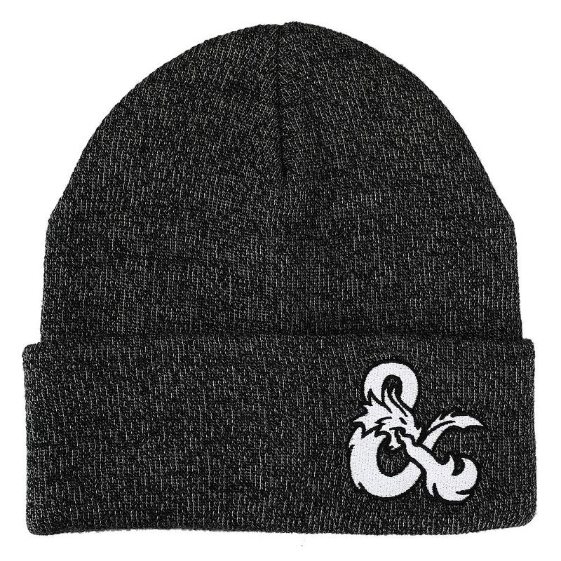 Dungeons and Dragons Ampersands Flat Embroidery Logo Dark Charcoal Acrylic Knit winter Beanie Hat, 1 of 3