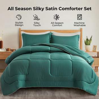 Peace Nest 3 Piece Silky Satin Comforter Set