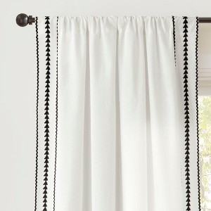 Lush Décor Olivia Ric Rac Embroidery Border Window Panel Light Linen/Black Single 42x84 - 1 of 4