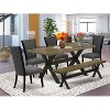 HomeStock 6-Piece Rectangle Distressed Jacobean Finish Solid Wood Top Dining Table with 1-Bench, 4-Chairs - 2 of 4