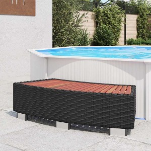 vidaXL Spa Step Poly Rattan 36.2"x17.7"x9.8" Black - 1 of 4