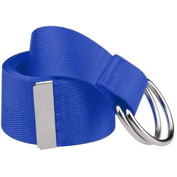 Elerevyo Women's Double D-Ring Buckle Belt Canvas Solid Color Adjustable Waist Belts