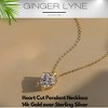Heart Solitaire Necklace for Women Sterling Silver 3Ct 8A Cubic Zirconia Pendant 18" Chain by Ginger Lyne - 2 of 4