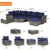 Sapphtopaz Patio Furniture Set Rattan Loveseat Sectional Lounge Couch with Cushions and Ottoman Rectangular Coffee Table for Backyard, Terrace - 2 of 4
