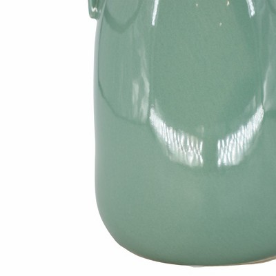 Dark Sage Ceramic Vase with Dual Handles, 10"