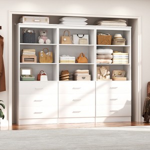 Aheaplus 71'' Tall Closet Storage Organizer with Drawers, Freestanding Closet System with Adjustable Shelves - 1 of 4