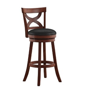 30" Fleta Dark Cherry X Back Swivel Barstool Black - Inspire Q - 1 of 4