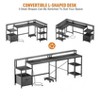 Grey   L Shaped Desk - 76" Reversible L Shaped Computer Desk With File Drawer, Office Desk With Power Outlet, L Shaped Gaming Desk With Monitor Shel - 4 of 4