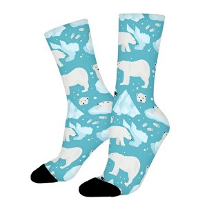 Athletic Polar Bear And Penguin Women Printed Crew Socks Funny Funky Socks Soft Polyester Novelty Gifts for Artists Men - 1 of 1