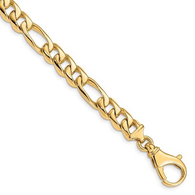 Black Bow Jewelry Men's 8.5mm 14K Yellow Gold Solid Flat Figaro Chain Bracelet, 8 Inch