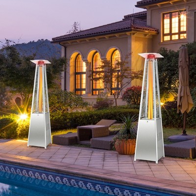 90'' Silver Stainless Steel Pyramid Patio Heater with Glass Tube