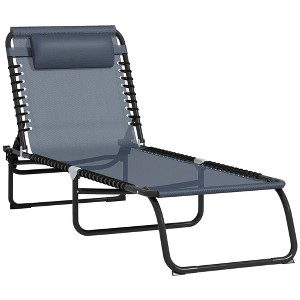Foldable Chaise Lounge, 3-Position Reclining Back, Portable design and Breathable Mesh for Poolside, Camping - 1 of 4