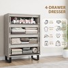 4-Drawer Dresser for Bedroom, Slim Vertical Chest of Drawers with Metal Legs, Space-Saving Cabinet for Small Apartments, Nursery, Closet - 3 of 4
