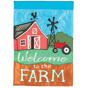 Magnolia Garden Welcome to the Farm Red Barn Tractor 29 x 42 Inch Polyester Garden Flag - 1 of 2