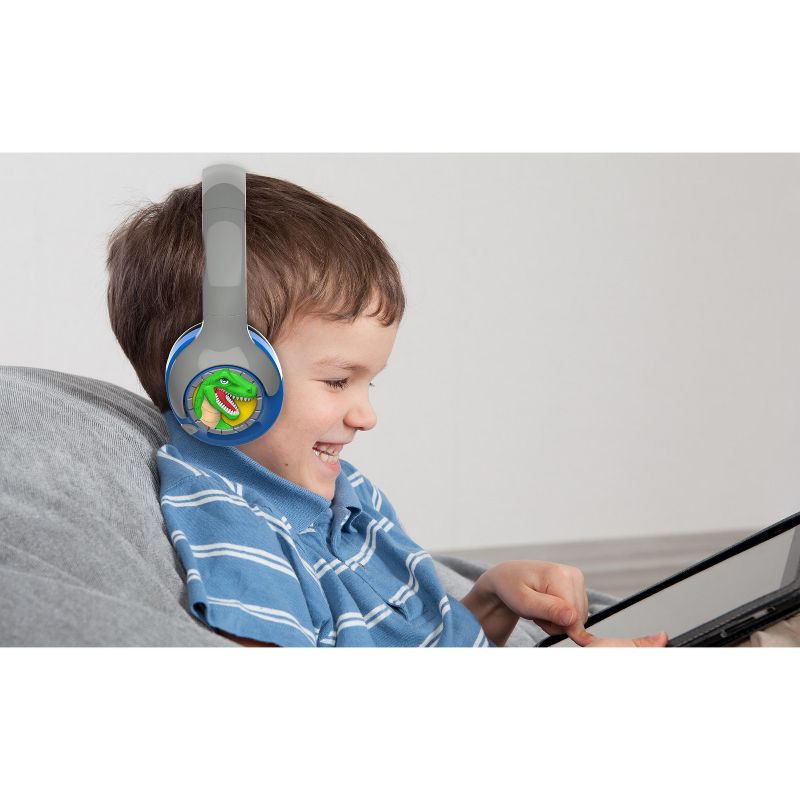 eKids Dinosaur Wireless Headphones for Kids – Blue (KD-B42DV23OLB), 6 of 7
