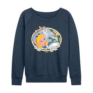 Women's - Disney - Alice in Wonderland Lightweight French Terry Wide Neck Long Sleeve Shirt - 1 of 4