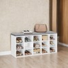 Shoe Rack Bench with Cushion, 41.3''W Entryway 15 Compartments Storage Bench - 2 of 4