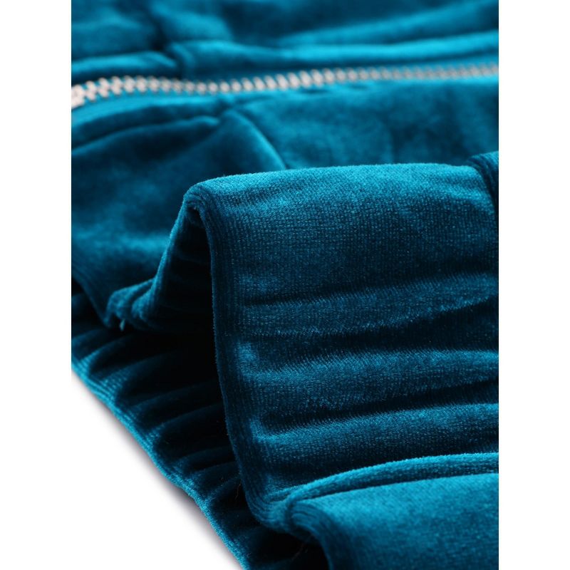 Allegra K Women's Velvet Stand Collar Long Sleeve Crop Zip-Up Jacket, 5 of 7
