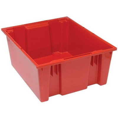 Quantum Storage Systems Stack And Nest Tote, 23-1/2"W X 19-1/2"D X 10"H, Heavy Duty, 2.00 Cu. Ft. Capacity, Red Polypropylene