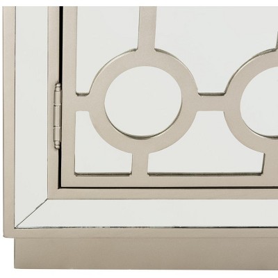 Gray Mirrored Glam Art Deco Accent Cabinet