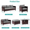 Sonkuki 7 Pieces Patio Sofa with Rectangle Fire Pit Table and Ottomans, Wicker Conversation Couch, Navy Blue Cushion - 3 of 4