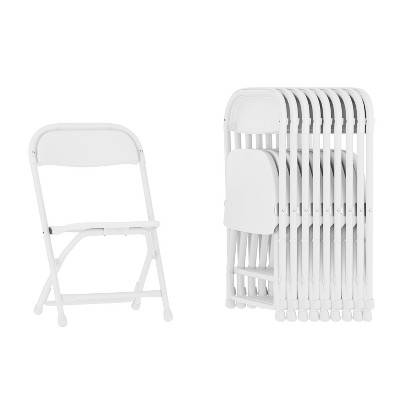 Emma and Oliver 10 Pack Kids White Plastic Folding Chair