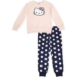 Hello Kitty Little Girls' 2-Piece Fleece Sweatshirt & Jogger Set, Light Pink/Dots, 6X - 1 of 4
