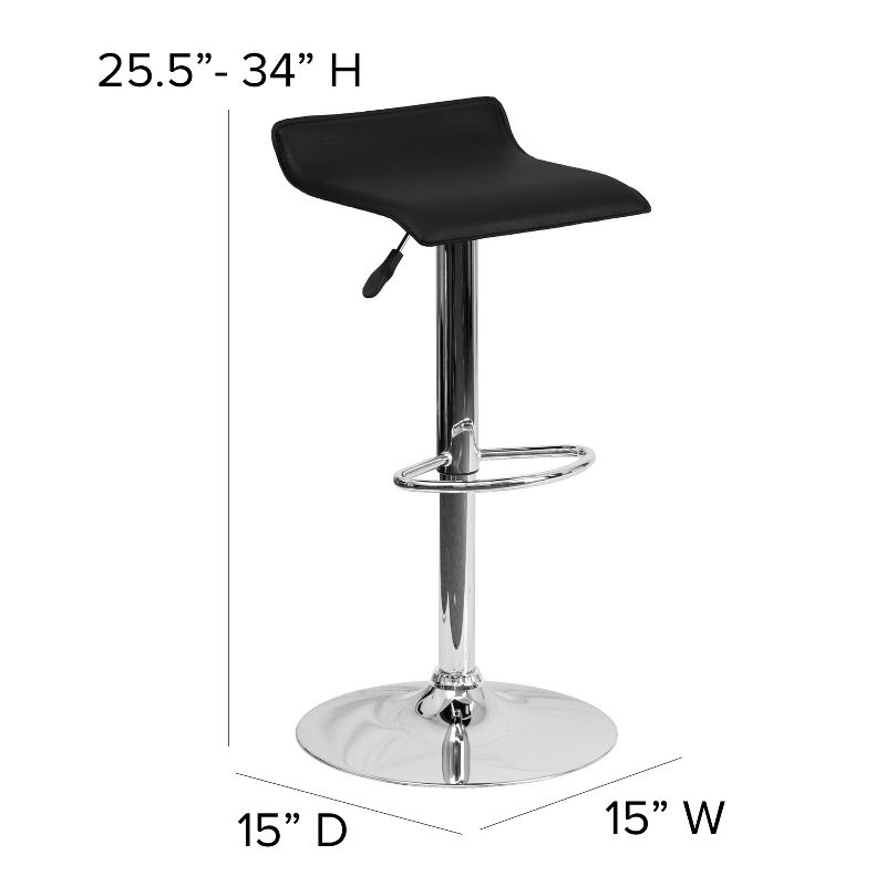 Emma and Oliver Solid Wave Seat Vinyl Adjustable Height Barstool with Chrome Base, 5 of 13
