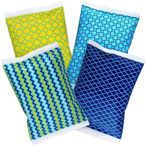 Thrive 4 Pack Small Reusable Ice Packs for Lunch Box or Cooler, Long  Lasting, BPA Free, Blue & Green Geometric